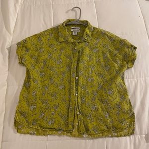 Rachel Zoe Green 100% Linen Button Down Shirt (Size XS-S)